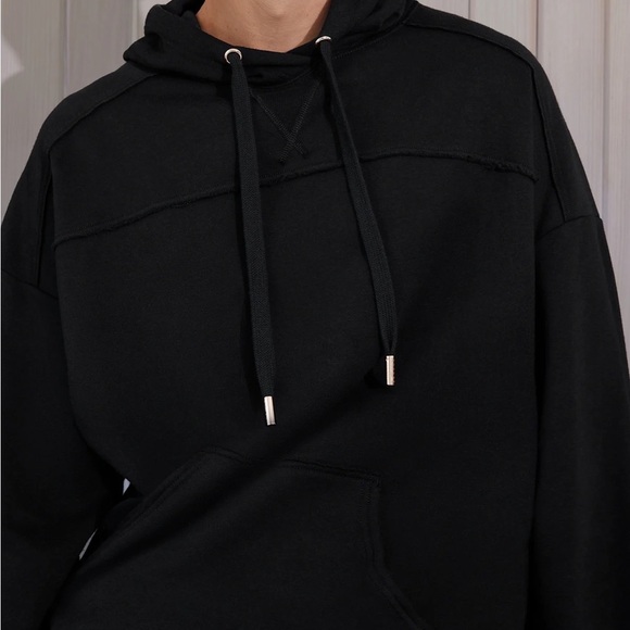 Savage X Fenty Black Caviar Longsleeve Oversized Xssential Drawstring Hoodie - Picture 7 of 17